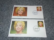 2 VTG 1995 MARILYN MONROE SOUVENIR MARSHALL ISLANDS STAMPS FIRST DAY COVERS SET picture