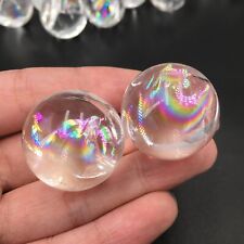 Natural Clear Quartz sphere Rainbow Crystal Ball reiki Healing care 40g+ 2pcs picture