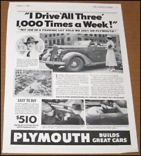 1936 Plymouth Print Ad Car Automobile Auto Advertisement Vintage Chrysler 1 picture