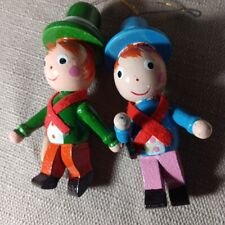 Vintage Homemade Wooden Christmas Ornaments Set Of 2 picture