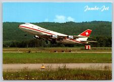 Airplane Postcard SwissAir Airlines Airways Boeing 747-257 Jumbo Jet Stats GD4 picture