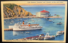 Vintage Postcard 1935 Steamers Catalina & Avalon & Casino, Avalon, California CA picture