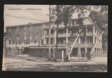 [80047] 1916 POSTCARD showing TROLLEY in front of CANFIELD HOTEL, CANAAN, CONN. picture