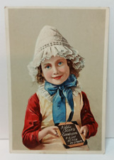 Scott's Emulsion Victorian Trade Card Rosy Cheek Smiling Child, Chalk c 1880's picture