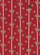 Antique 1870 Red and Black Floral Stripe Fabric #2 picture