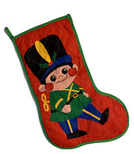 Vintage 70’s Toy Soldier Quilted Christmas Stocking 18” EXC picture