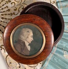 Antique 18th C. Portrait Miniature Snuff Box, Profile of a French Revolution Man picture