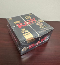 RAW Classic BLACK KING SIZE WIDE Rolling Papers 50ct -FULL BOX picture