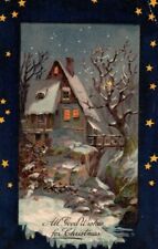 Postcard, All Good Wishes for Christmas, Christmas at Night, Posted 1909 picture