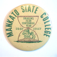 Mankato State College 1987-1967 Centennial Pinback Dragon Minnesota Hourglass picture