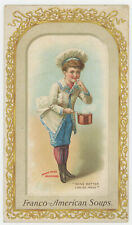 Franco American Bi-Fold List Of Soups 1880's Trade Card picture