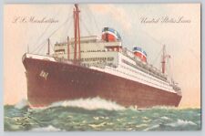 Postcard Steamship Ship SS Manhattan Vintage Antique Unposted 1930s picture