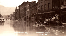 c1936 RPPC Flood Damage Classic Car Flipped Washington St. JOHNSTOWN PA Postcard picture