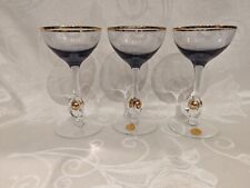 Lyngby Amethyst Danish Crystal Wine Glass Stems (3) MCM Gold Ball Rare   picture