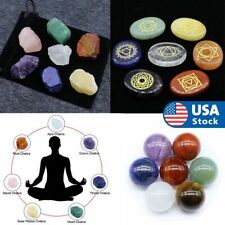 7PCS Chakra Balancing Stones Crystal Reiki Healing Energy Palm Natural Gemstone picture