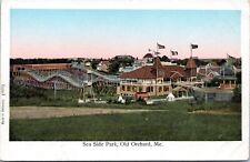 Sea side Park, Old Orchard Beach, Maine- Copper Windows Postcard- Roller Coaster picture