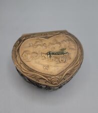 Vintage Heart Shaped Trinket Box Small Jewelry Storage Silver Tone  picture