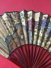 Vintage Asian Oriental Floral Hand Painted Decorative Fan picture
