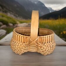 Vintage Hand Woven Buttocks Egg  Basket Possibly Maple Bohemian Retro picture