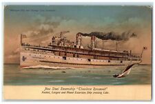 c1905's New Steel Steamship Theodore Roosevelt Michigan City-Chicago Postcard picture