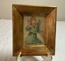Vintage Antique Victorian Angel Ornament Framed, Gold Tone Frame picture