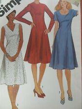 Vtg 80's Simplicity 5164 PRINCESS-SEAMED DRESS JEWEL NECK Sewing Pattern Woman picture