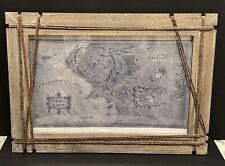 Rustic Framed Middle Earth Map Lord of the Rings picture
