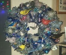 Unique Christmas Themed  Wreath Vintage Glitter,and Battery Operated Bird picture