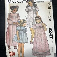 Vintage 80s McCalls 8247 Girls Ruffle Nightgown + Panties Sewing Pattern S UNCUT picture