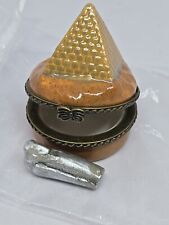Vintage Porcelain Ceramic Hinged Box- Pyramid Sarcophagus with Mummy Trinket picture