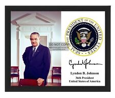 PRESIDENT LYNDON B. JOHNSON PRESIDENTIAL SEAL AUTOGRAPHED 8X10 FRAMED PHOTO picture