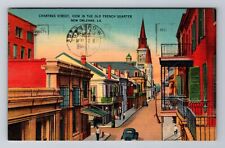 New Orleans LA-Louisiana, Aerial Chartres Street Antique Vintage c1948 Postcard picture