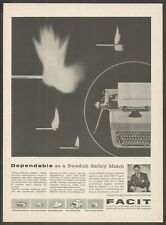 FACIT Office Machines-Dependable as a Swedish Safety Match-1960 Vintage Print Ad picture