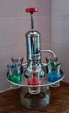 Vintage 1950s MCM Chrome Liquor Dispenser 8 Shot Set Art Deco Barware picture
