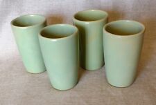 Mid Century 1950's? 4 Matching Unmarked Green Glaze Ceramic Tumblers. picture