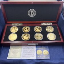 BRADFORD EXCHANGE J.F.K 100TH ANNIVERSARY PROOF 8 COIN GOLD PLATE LOT BL 1 picture