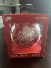 NIKE  Ornament w Newborn Booties inside Red w White Trim Silver NEW picture