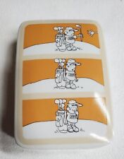 1975 Enesco Kersten Bros. Porcelain Golf Chagrin Cartoon Trinket Box B34 picture