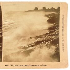 Rocky Coastal Beach Waves Stereoview c1888 Unknown Mystery Antique Photo A2455 picture