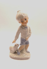 Vintage KPM Porcelain Boy w/ Dog Glazed Figurine 5 1/2