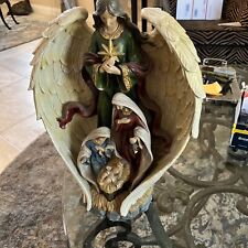 Holy Family Nativity Figurine Guardian Angel Wings Baby Jesus Mary Joseph Statue picture