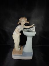 VTG Lladro 4838 Clean Up Time Little Girl at Sink Porcelain Figurine Spain picture