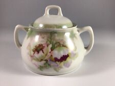 PV Vessra Germany Hand Painted Sugar Bowl With Lid Floral Pink Vintage picture