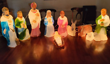 Vintage 11 Piece Nativity Blow Mold Set Unbranded Christmas Small Tabletop Light picture