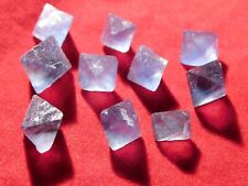 Big Lot of TEN Rare 100% Natural BLUE FLUORITE Octahedron Crystals 19.3gr picture