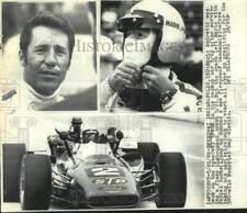 1969 Press Photo Andretti dons face mask to protect facial burn from fiery crash picture
