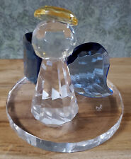 PartyLite Sparkle Lite Crystal Angel Votive Candle Holder Blue Wings Gold Halo picture