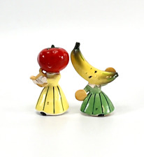 Napco 1950s Anthropomorphic Salt Pepper Shakers Banana Tomato Head Music-2 Pc picture