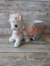 Vintage Napco Ware Nursery Pony Wagon Planter C-7079 Horse And Cart Pastel picture