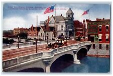 c1910's East Fox Street Bridge City Hall Post Office Aurora Illinois IL Postcard picture